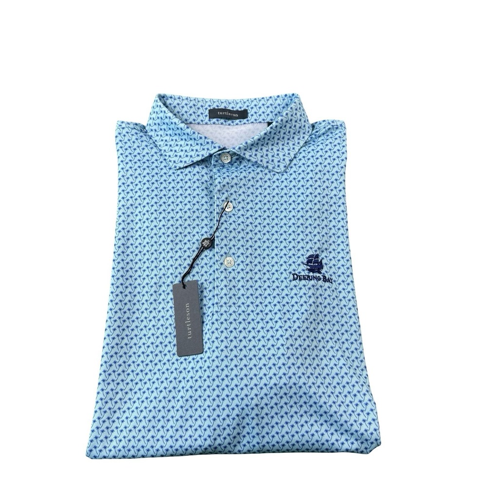 Turtleson Mens Morgan Performance Golf Polo Blue Palm Deering Bay MS24K05-WVMA M